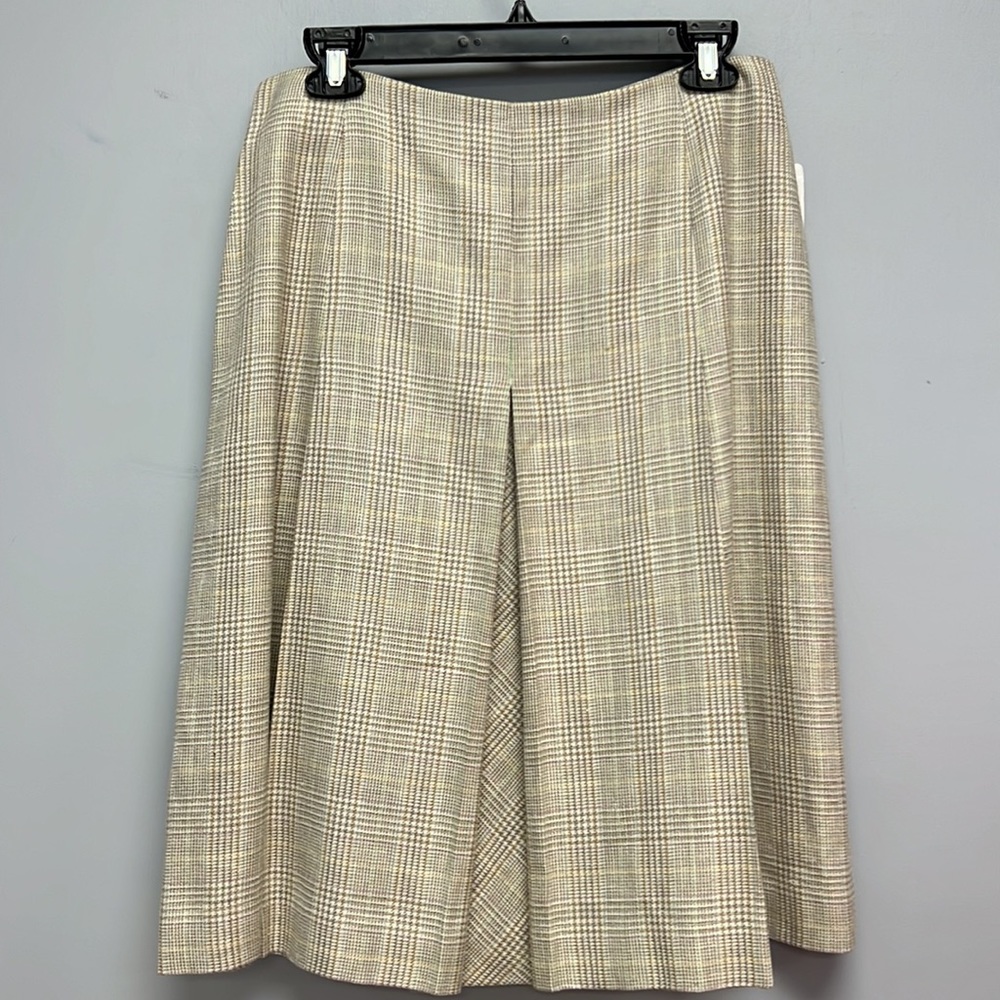 NWT Brooks Brothers Women’s Silk and Linen Plaid Tweed Midi Skirt Size 8 - Picture 2 of 8